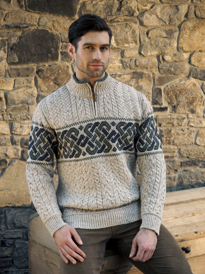 CELTIC JACQUARD HALF ZIP SWEATER X4843