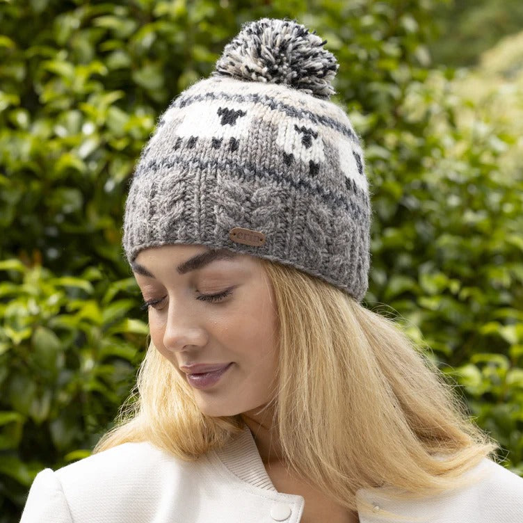 Aran Cable Sheep Bobble Hat