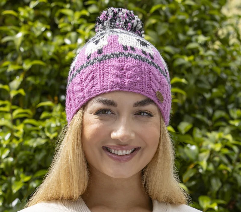 Aran Cable Sheep Bobble Hat