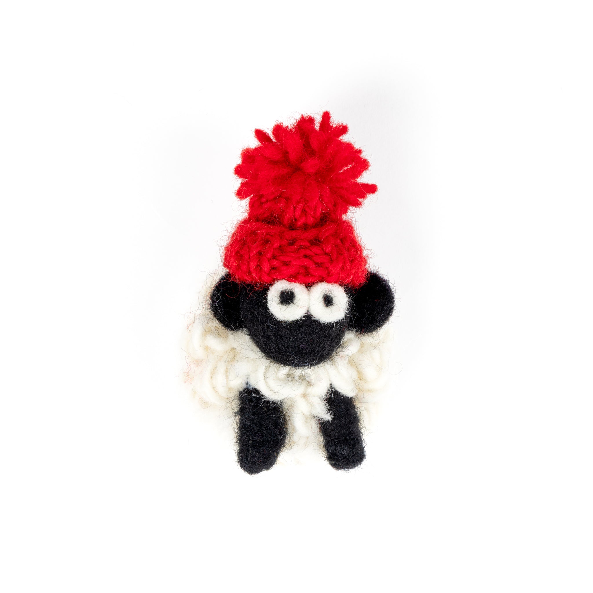 Knitted Wool Magnet Sheep MBF Bobble Hat Solid Red
