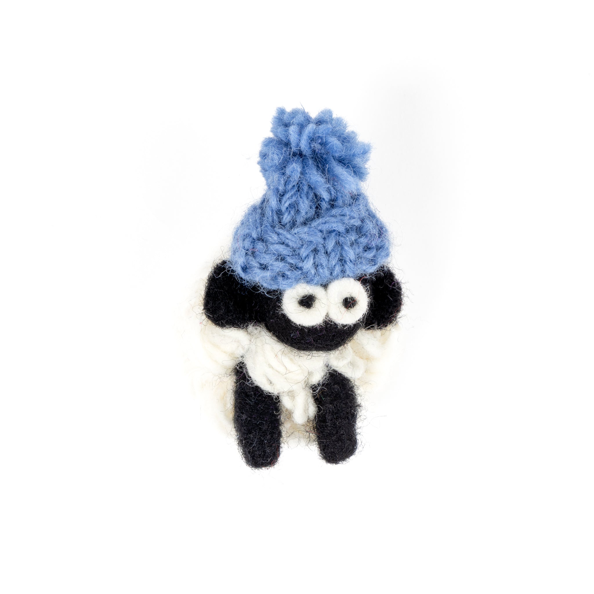 Knitted Wool Magnet Sheep MBF Bobble Hat Blue
