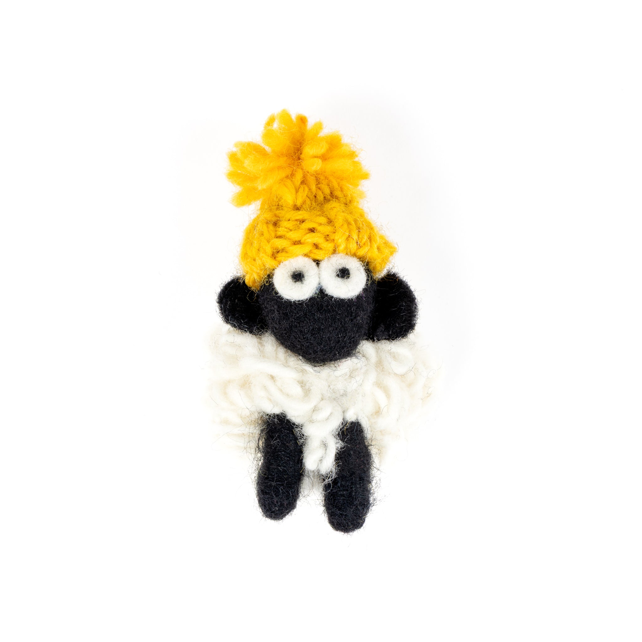 Knitted Wool Magnet Sheep MBF Bobble Hat Solid Mustard