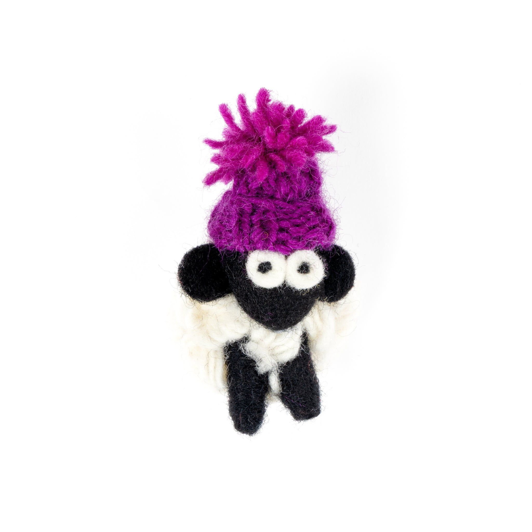 Knitted Wool Magnet Sheep MBF Bobble Hat Solid Purple