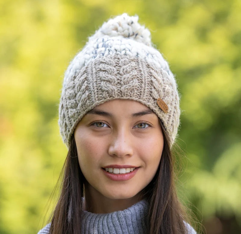 Flecked Uneven Wool Bobble Hat