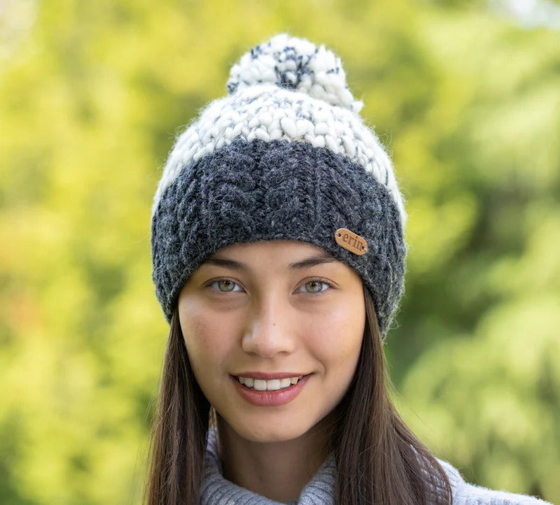 Flecked Uneven Wool Bobble Hat