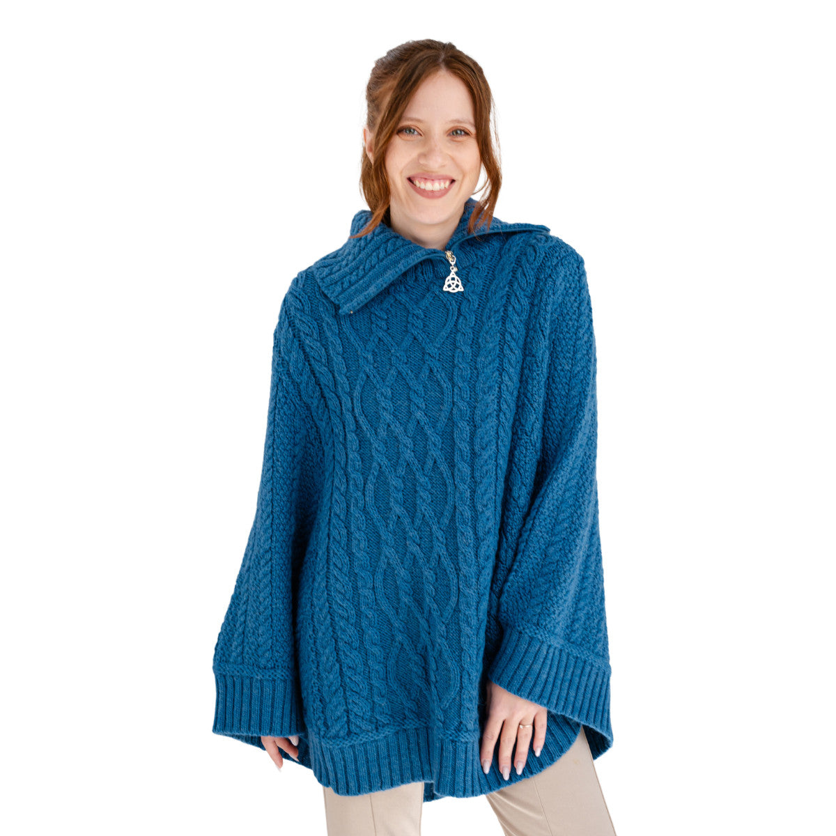 Cowl Neck Zipper Poncho