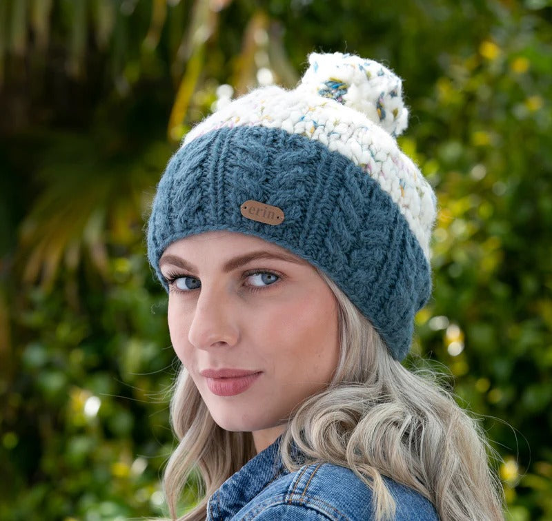 Flecked Uneven Wool Bobble Hat