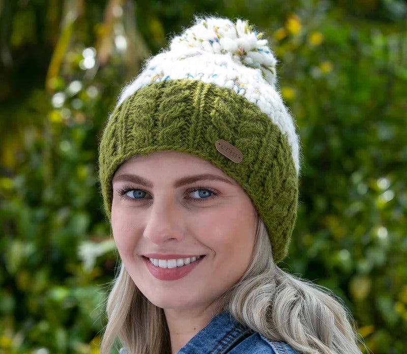 Flecked Uneven Wool Bobble Hat