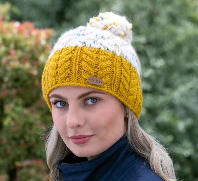 Flecked Uneven Wool Bobble Hat