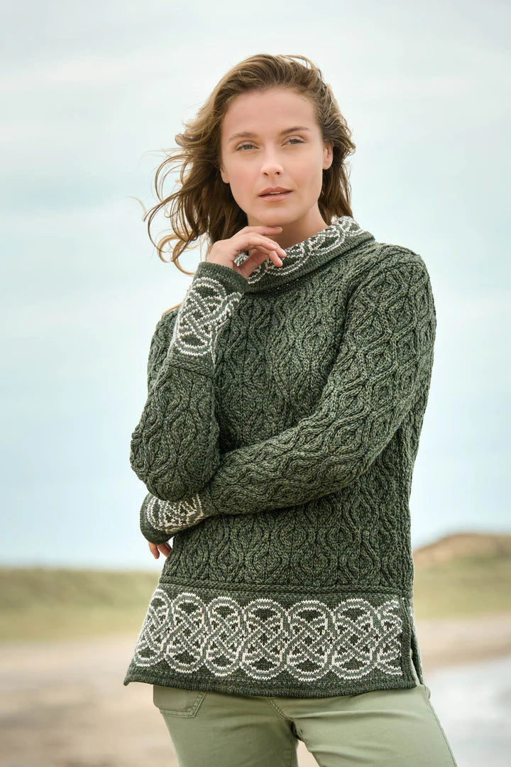 JACQUARD COWL NECK SWEATER R5337