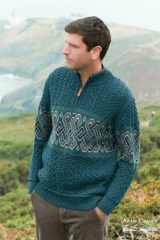 CELTIC JACQUARD HALF ZIP SWEATER X4843