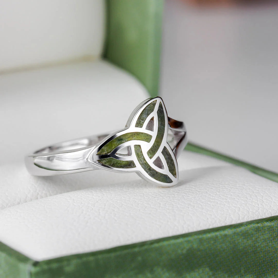 Connemara Marble Trinity Knot Ring