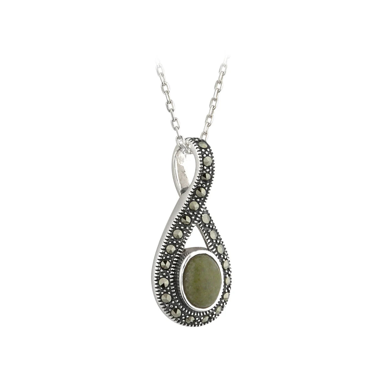 Silver Marble & Marcasite Celtic Necklace