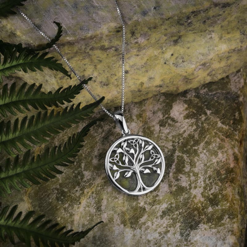 Silver Connemara Marble Tree Of Life Necklace