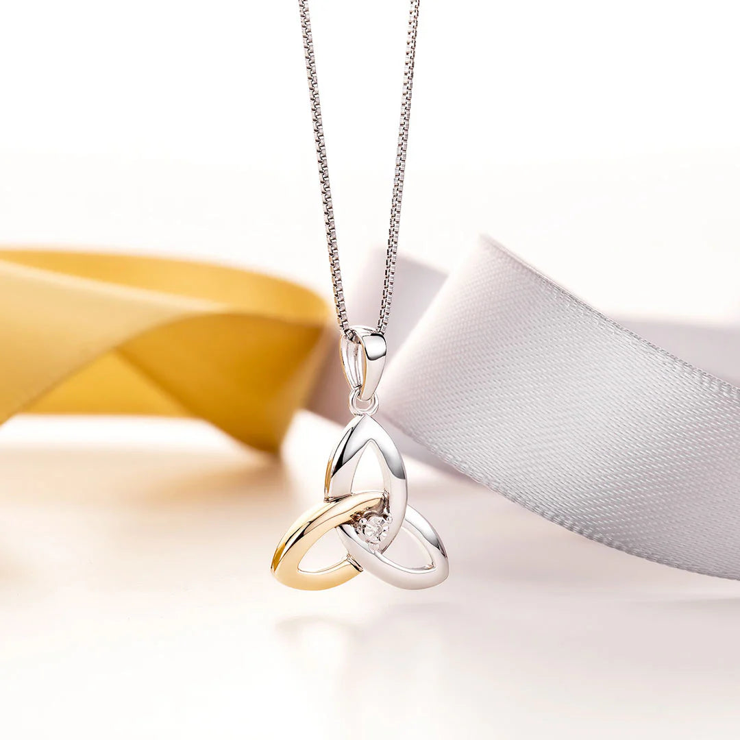 Gold & Silver Diamond Trinity Knot Pendant