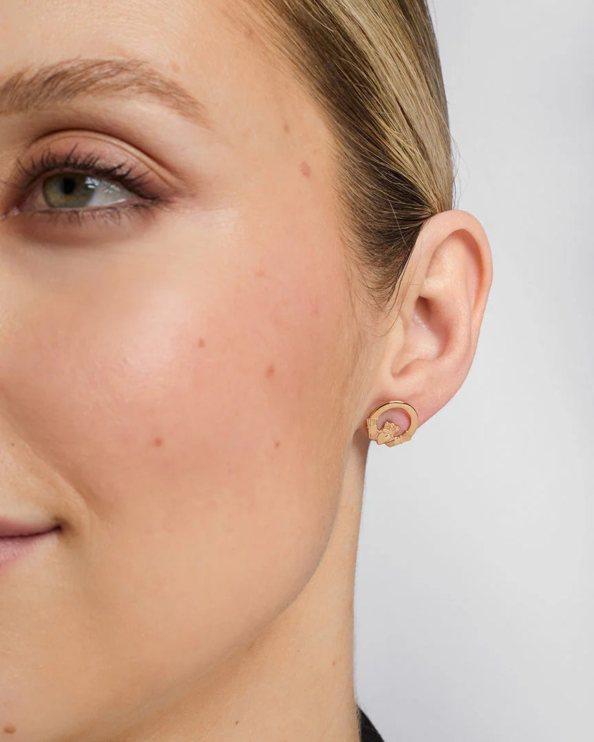 Gold Claddagh Stud Earrings