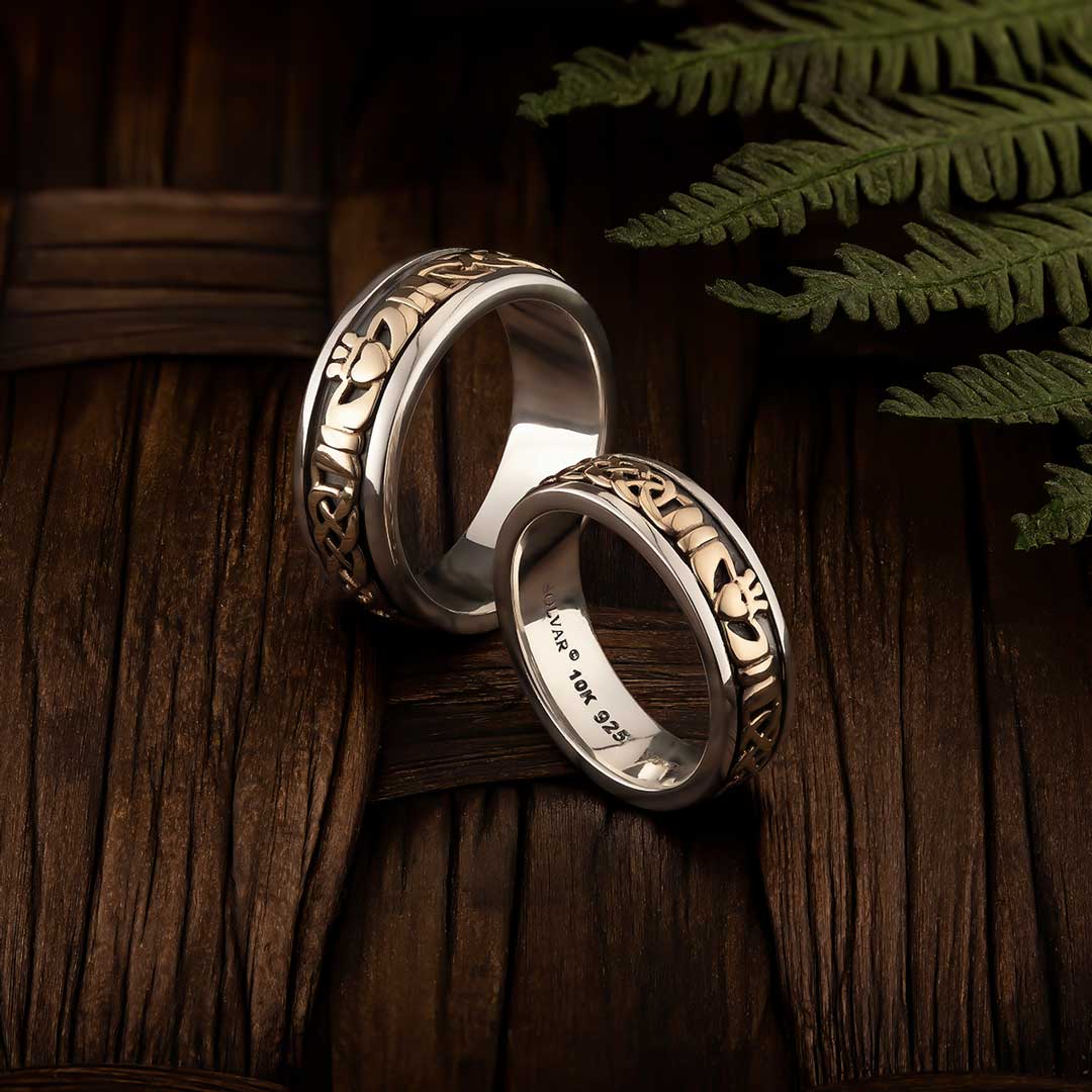 Gold And Silver Gents Claddagh Band