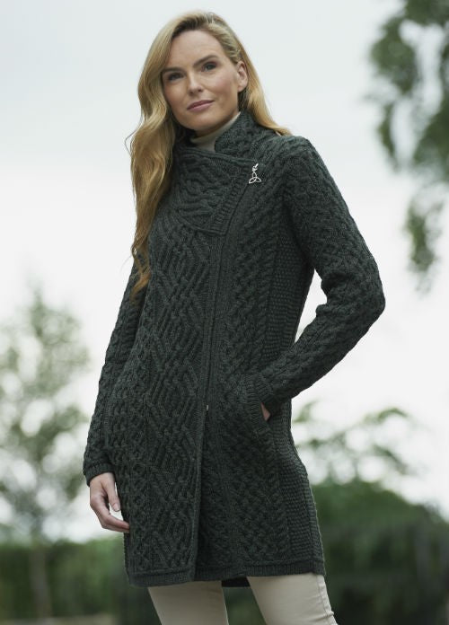 CABLE KNIT SIDE ZIP COAT Z4631