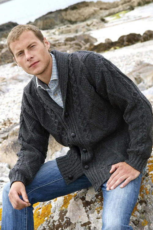 ARAN PATTERN BUTTON CARDIGAN: SH4139