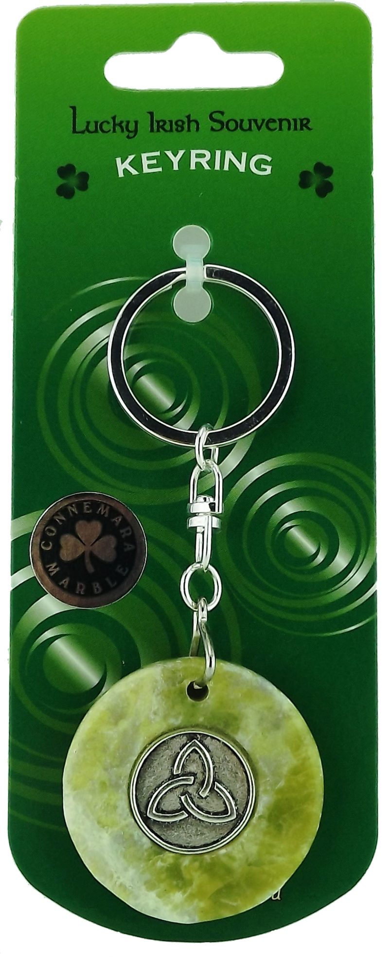 CONNEMARA MARBLE KEYRING WITH TRINITY KNOT DISC