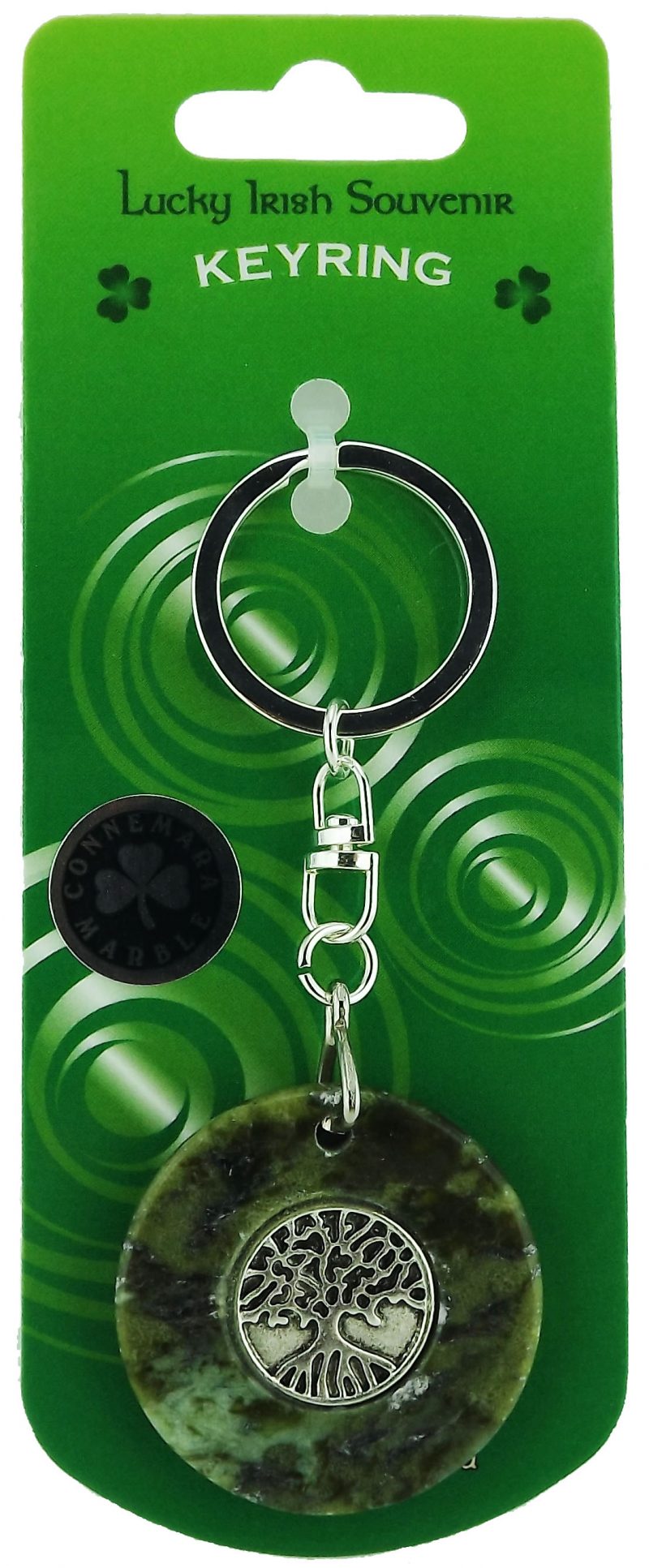 CONNEMARA MARBLE KEYRING WITH TREE OF LIFE DISC