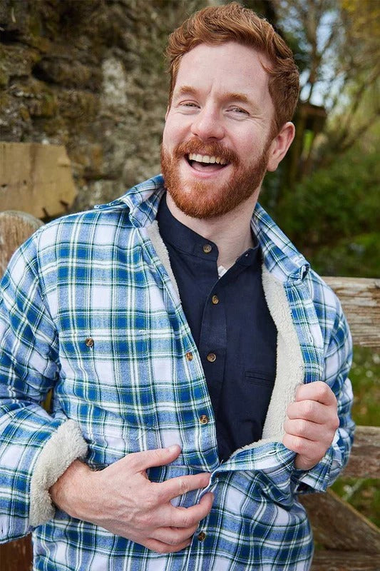 Men’s Flannel Fleece Lined Shirt - Douglas Blue Tartan (LV38)