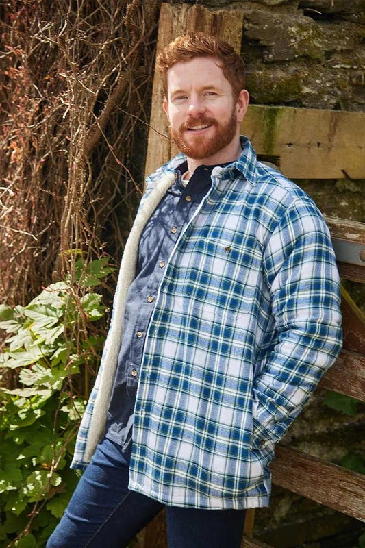 Men’s Flannel Fleece Lined Shirt - Douglas Blue Tartan (LV38)