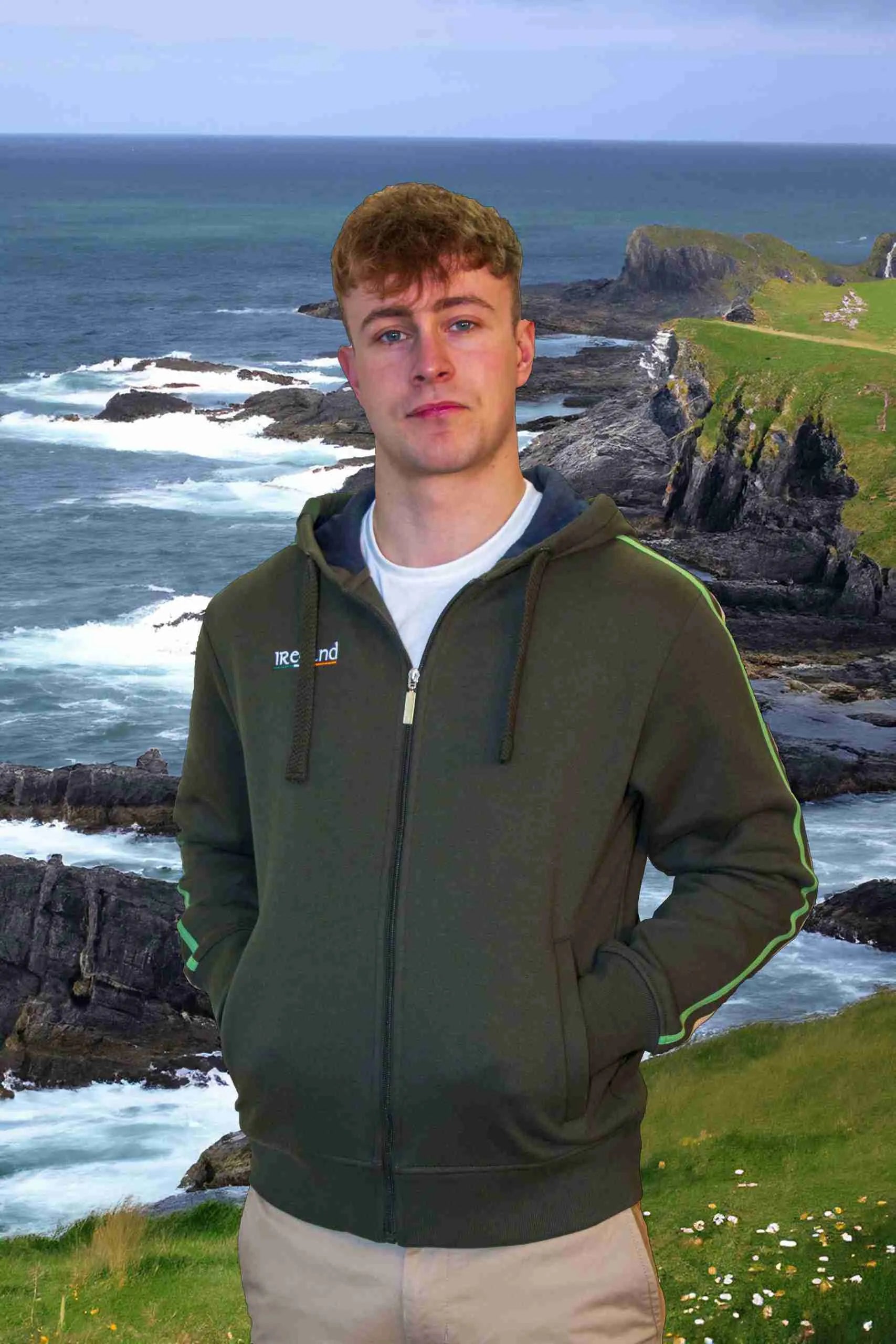 Retro Irish Unisex 300gsm Full Zip Hooded Sweat.