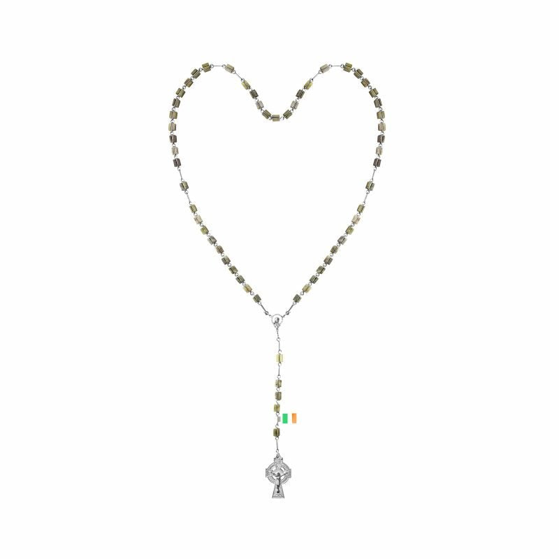 CONNEMARA MARBLE SQUARE ROSARY BEADS BOXED
