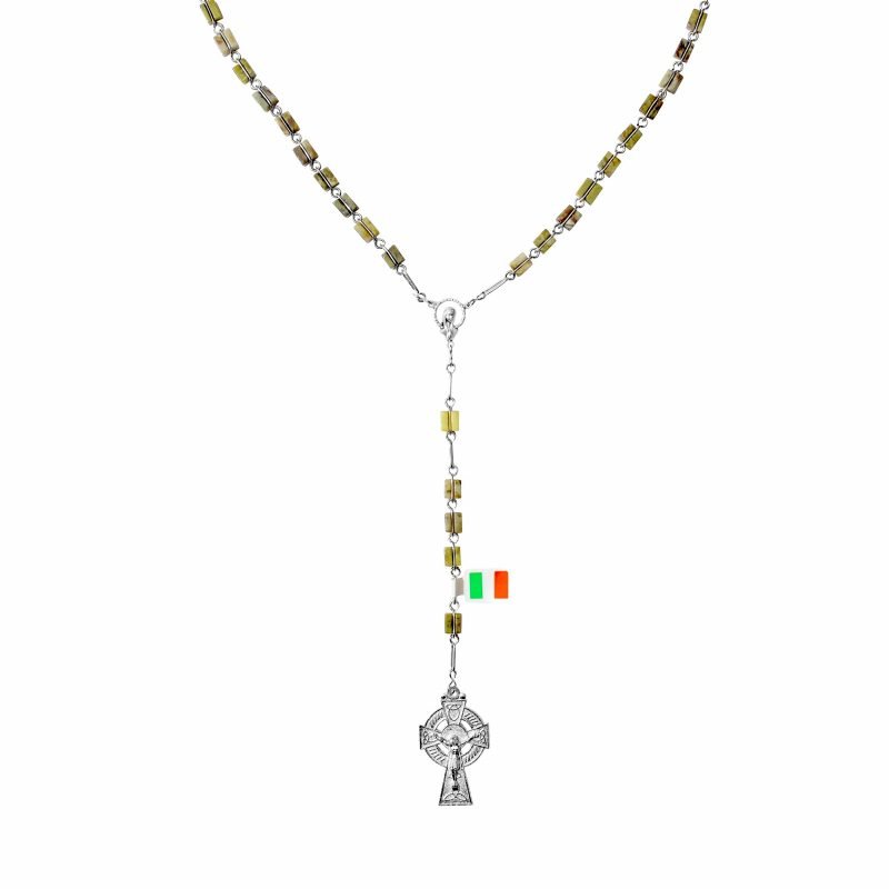 CONNEMARA MARBLE SQUARE ROSARY BEADS BOXED