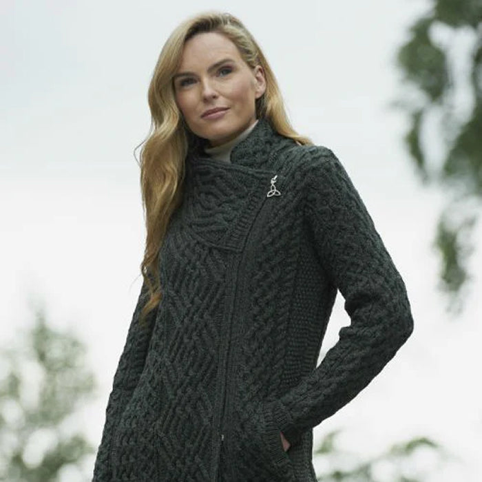 CABLE KNIT SIDE ZIP COAT Z4631