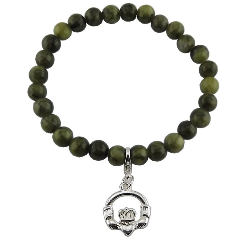 CONNEMARA MARBLE CLADDAGH CHARM STRETCH BRACELET
