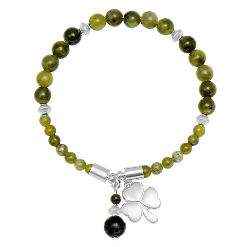 CONNEMARA MARBLE SHAMROCK CHARM HORSESHOE STYLE BRACELET