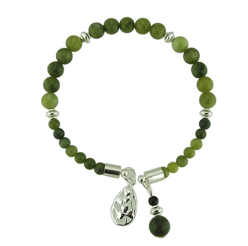CONNEMARA MARBLE TEARDROP SHAMROCK CHARM HORSESHOE STYLE BRACELET