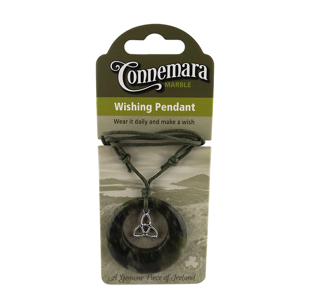CONNEMARA MARBLE TRINITY KNOT CHARM WISHING PENDANT