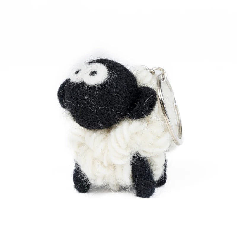 Knitted Wool Standing Sheep Mountain BlackFace Keyring