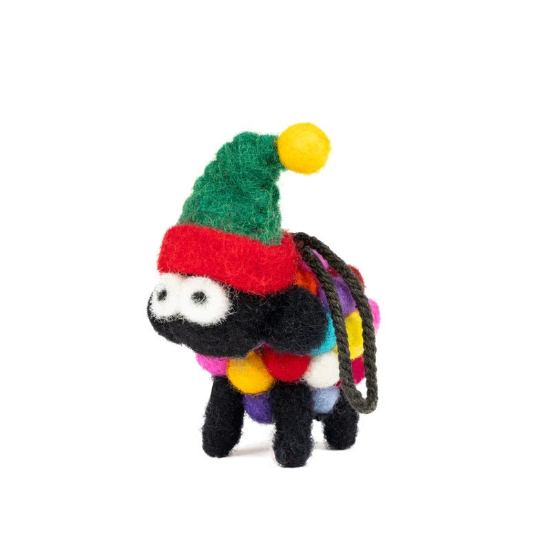 Felt Sheep Collectible with Elf Hat Mini
