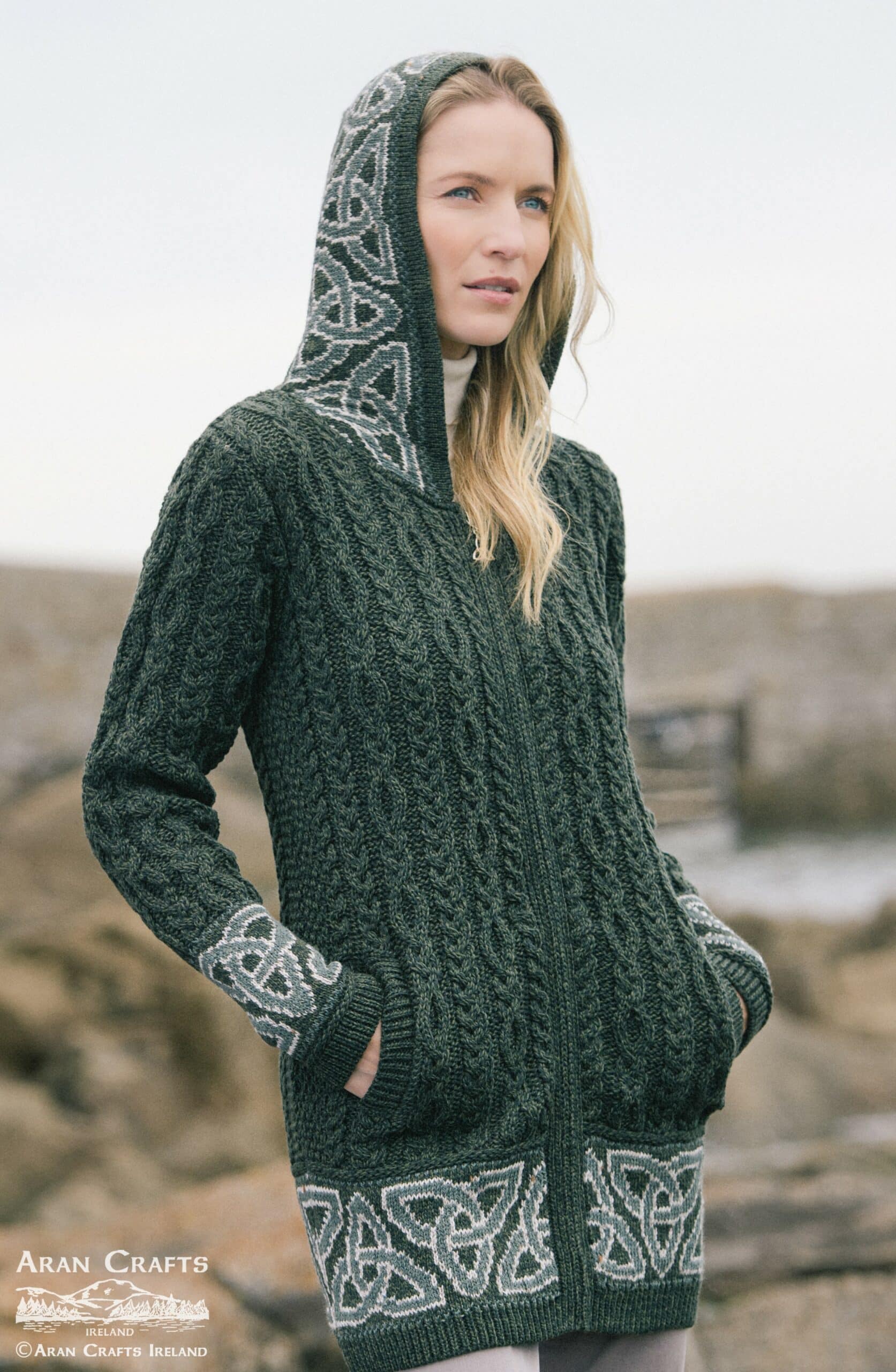 CELTIC JACQUARD HOODED COAT HD5464