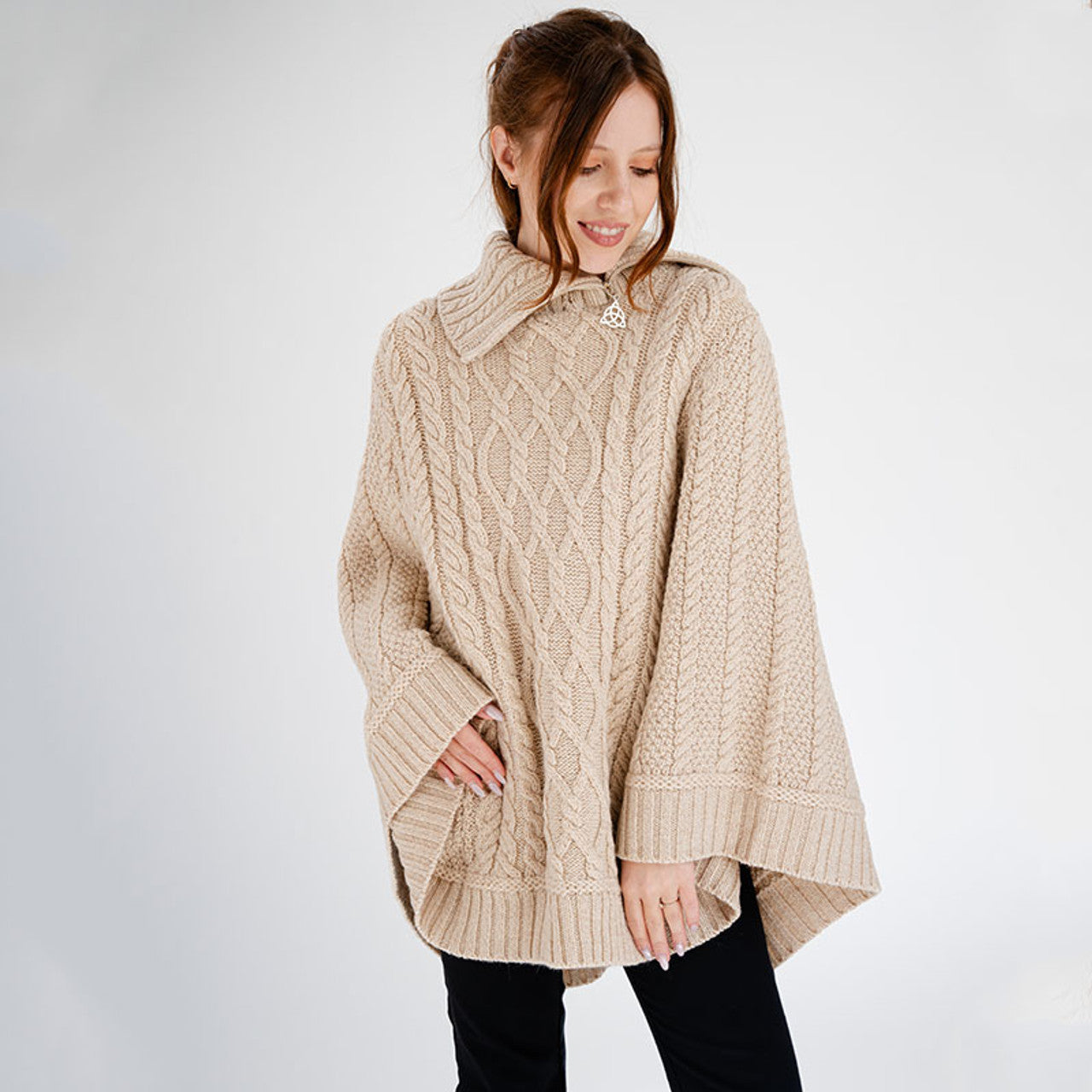 Cowl Neck Zipper Poncho