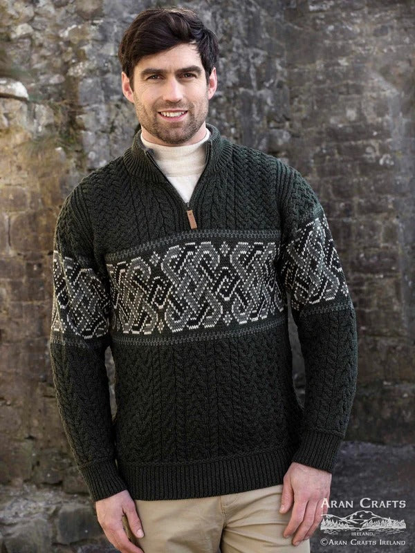 CELTIC JACQUARD HALF ZIP SWEATER X4843