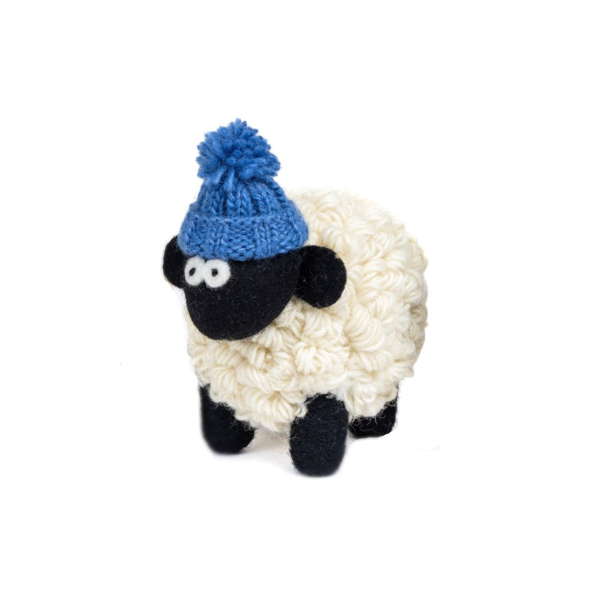 Knitted Sheep Collectible Mountain w/ Denim Bobble Hat