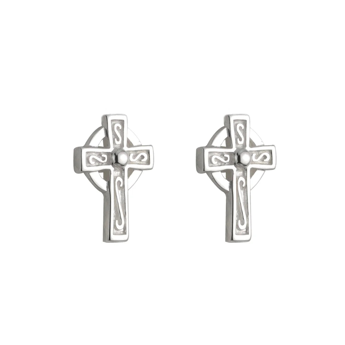 Small Silver Celtic Cross Stud Earrings