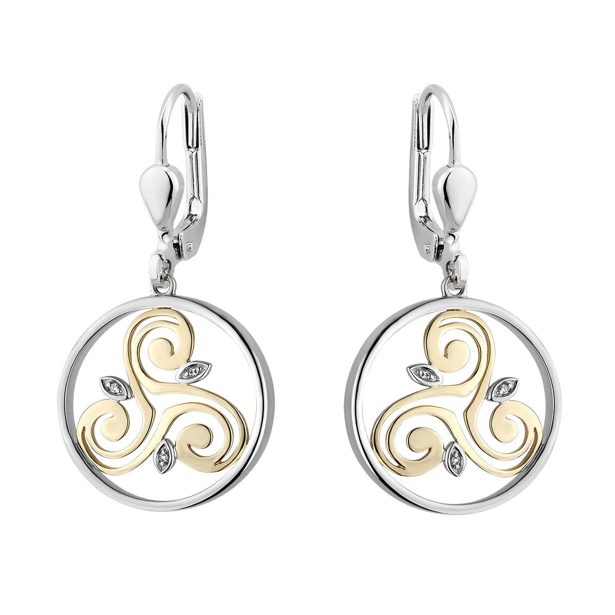 Gold & Silver Diamond Spiral Circle Earrings