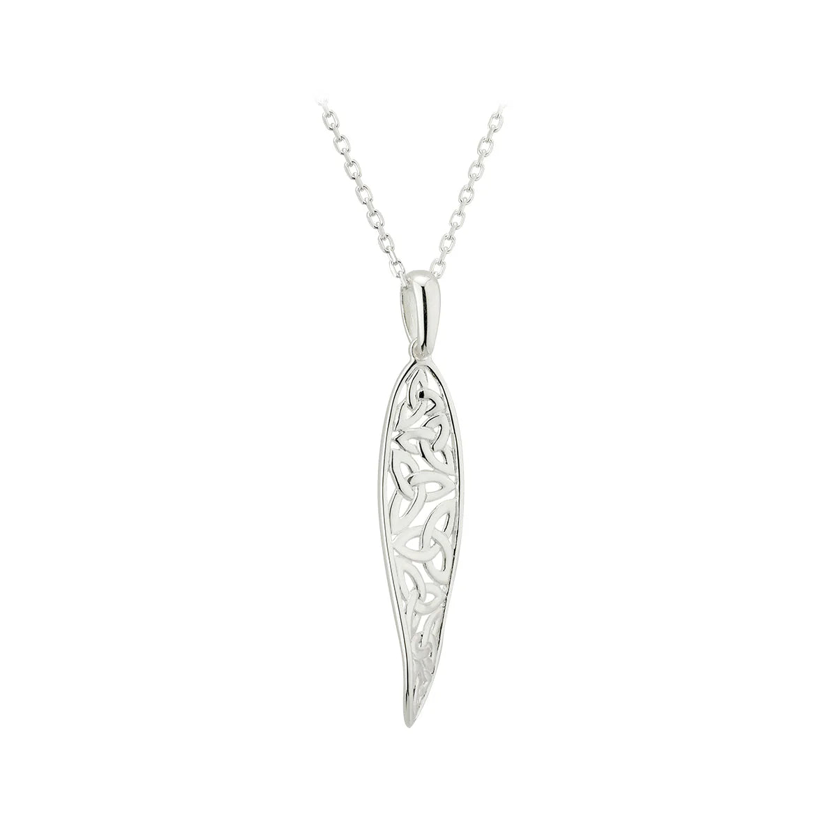 Silver Long Trinity Knot Twist Pendant