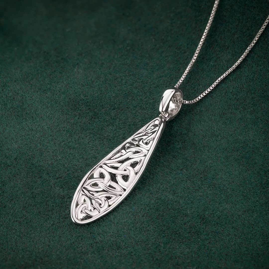 Silver Long Trinity Knot Twist Pendant