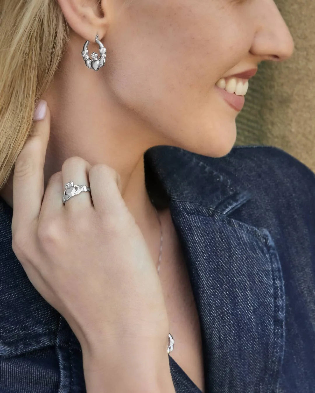 Chunky Claddagh Hoop Earrings