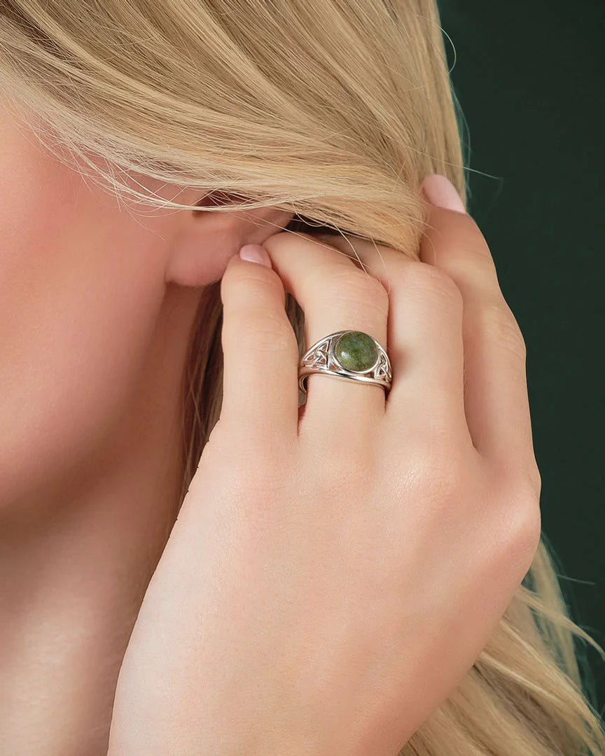 Connemara Marble Celtic Trinity Knot Ring