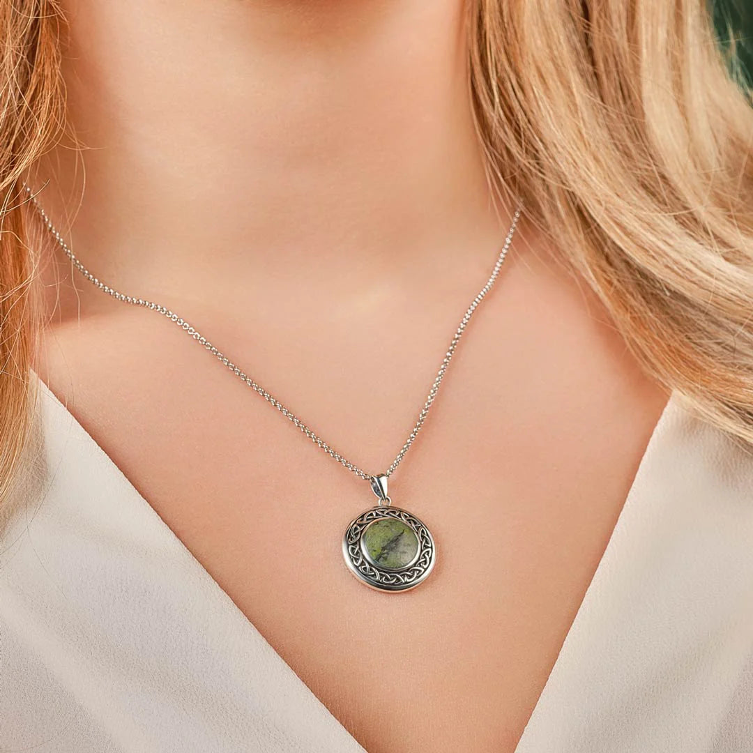 Connemara Marble Round Celtic Pendant