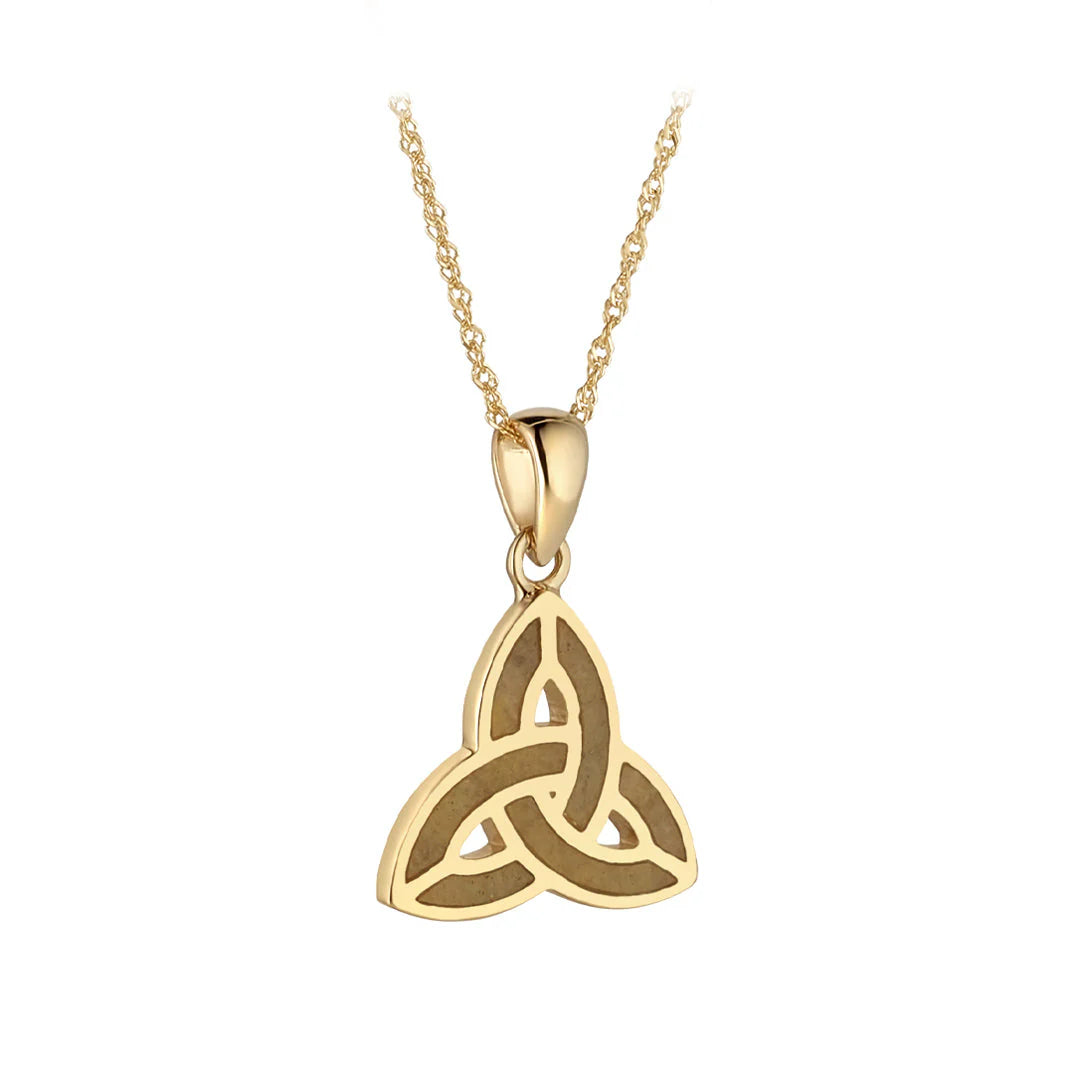 10K Gold Connemara Marble Trinity Knot Necklace