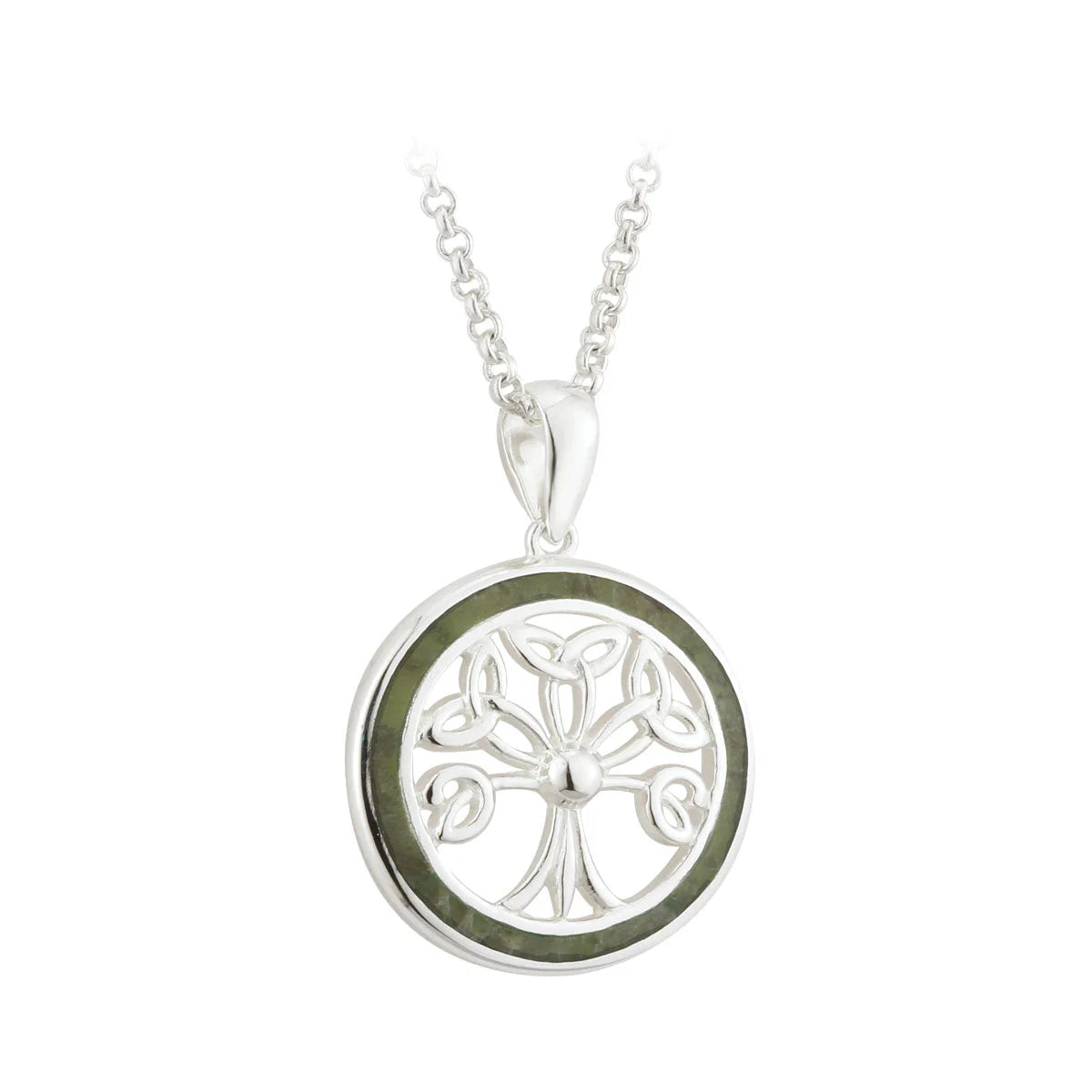 Connemara Marble Irish Tree Of Life Round Pendant